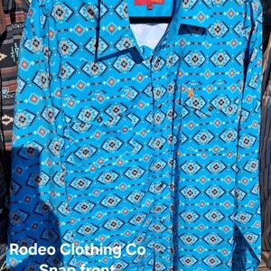 Rodeo Clothing Co. Blue Patterned Dress Shirt
